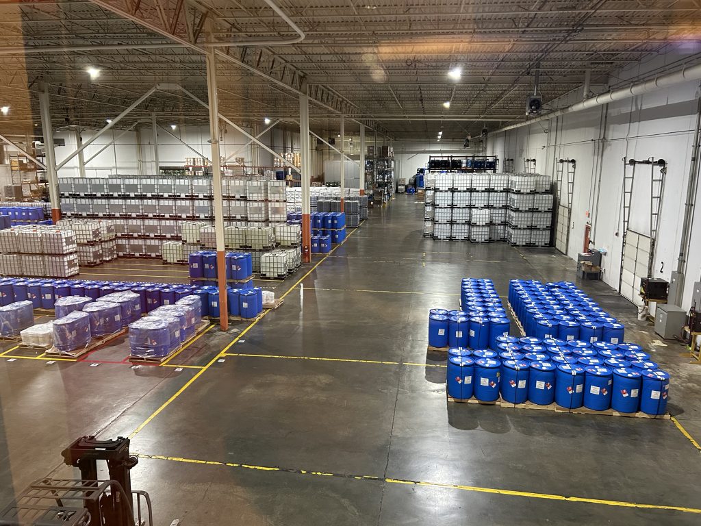 dot hazmat stored in a warehouse.